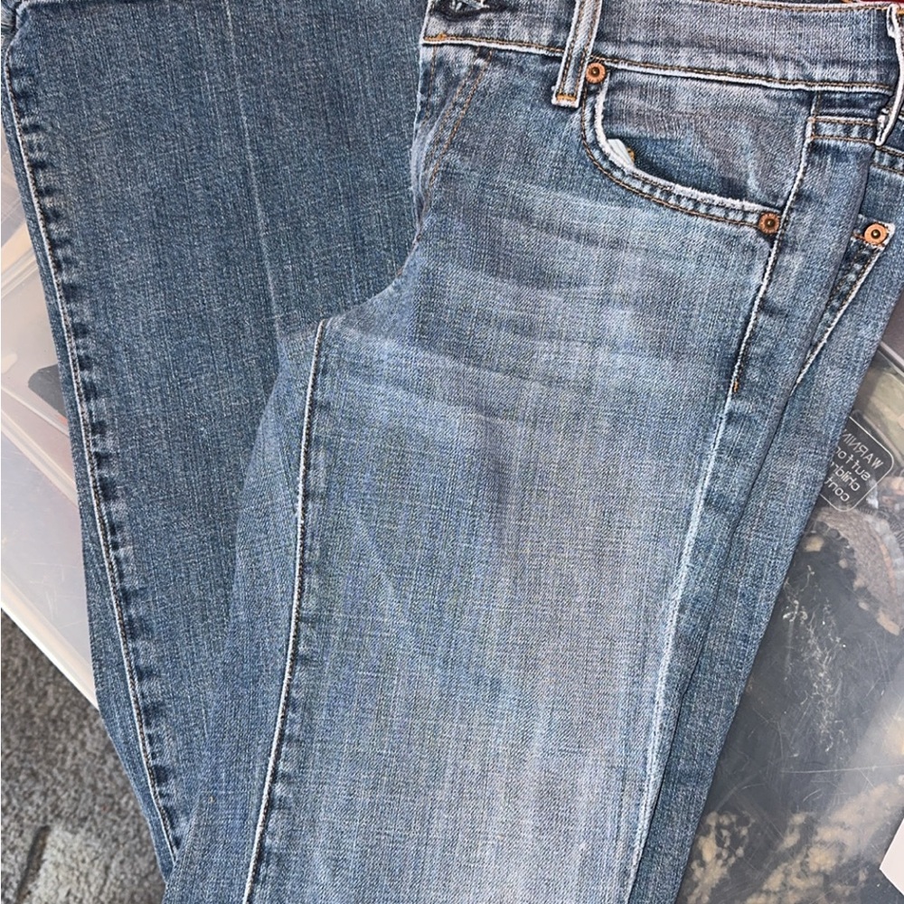 7 For All Mankind Straight Leg Blue Jeans